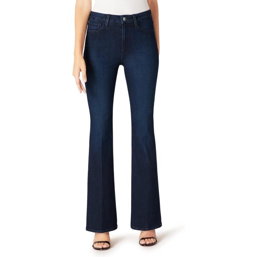 Womens Bootcut Jeans High Waist Curvy Fit Faded Indigo Casual Style - Picture 1 of 7